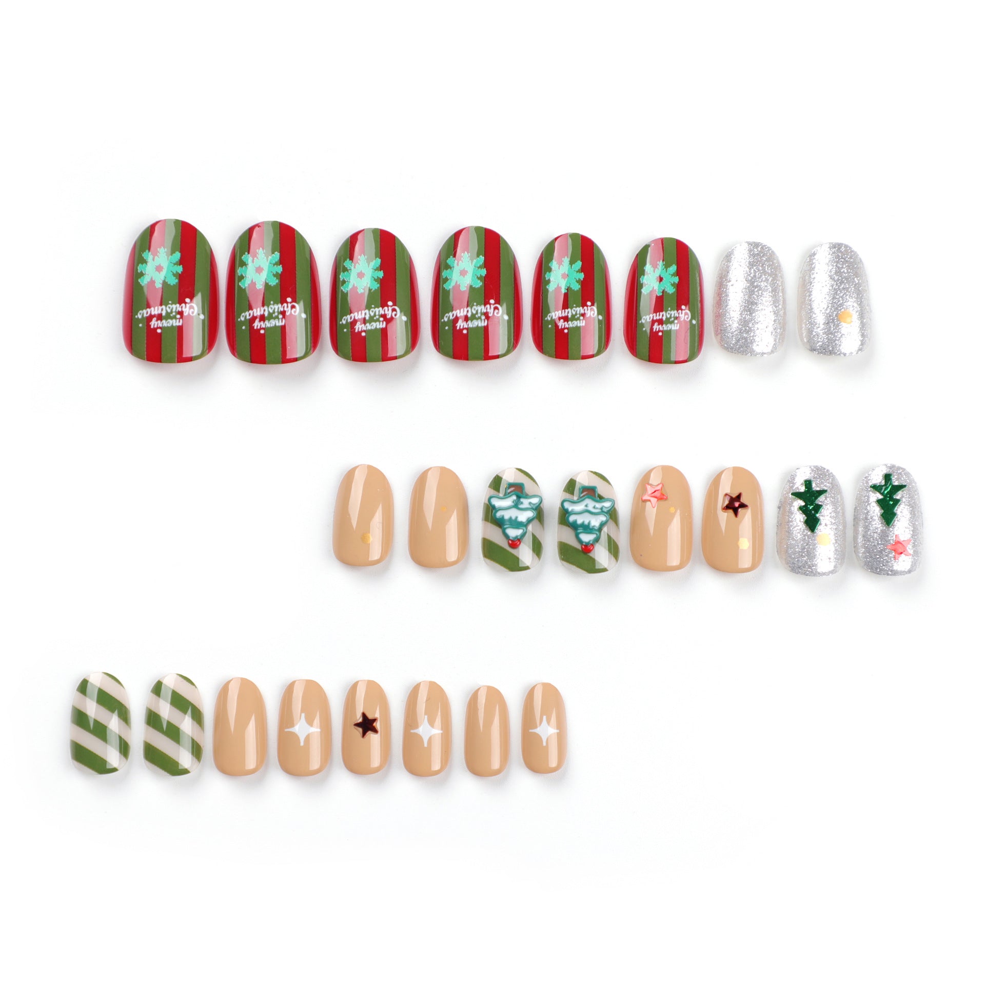 Wholesale 24 Pieces/box Christmas Snowflake Press-on Nails Kits Nail Stickers ACC-NS-LeFan030