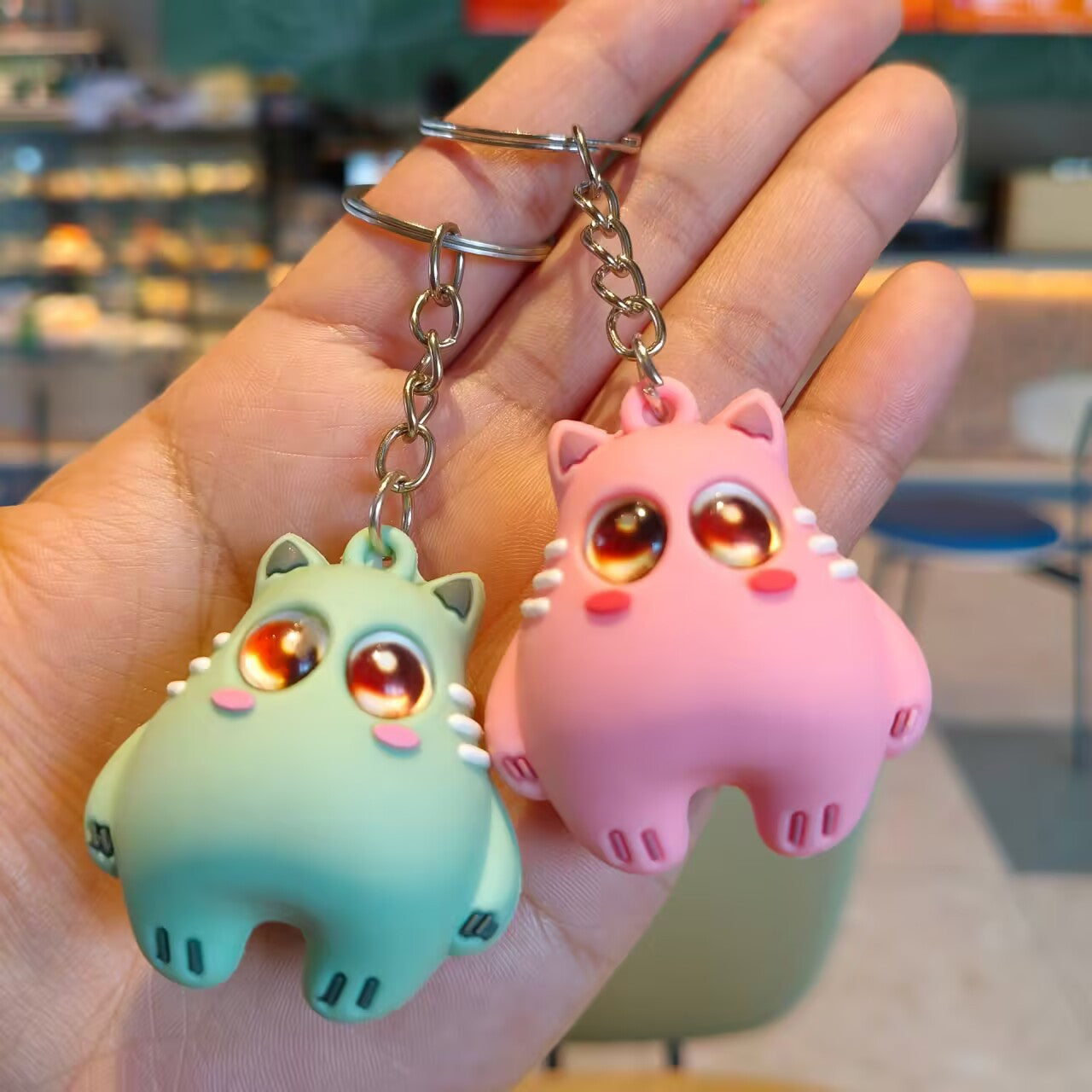Wholesale Silicone Cat Coin Purse Keychain - Big-Eyed Cute Design for Girls,  Couple Gift Car Key Accessory