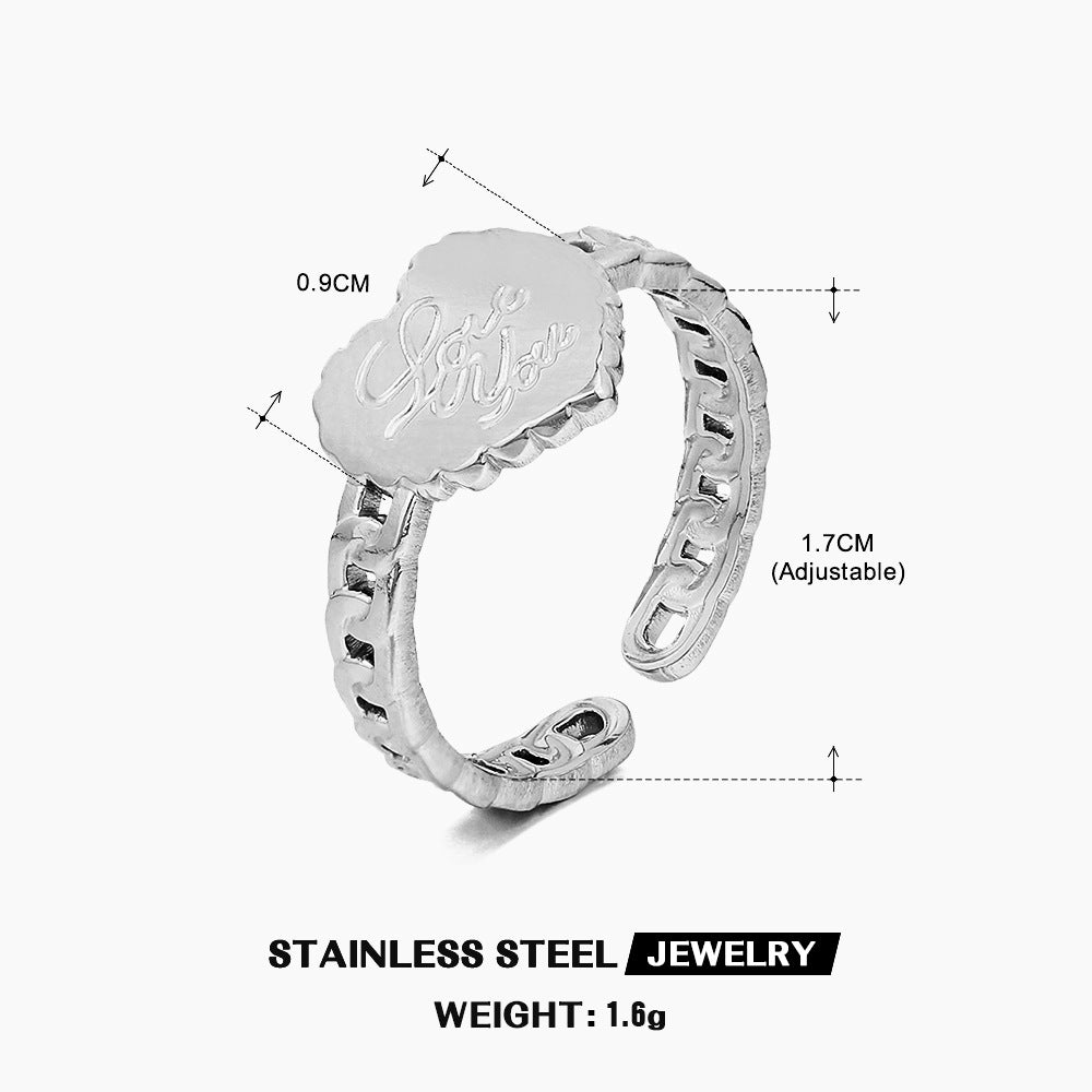 Wholesale Stainless Steel Love Heart 18K Gold Plated Ring