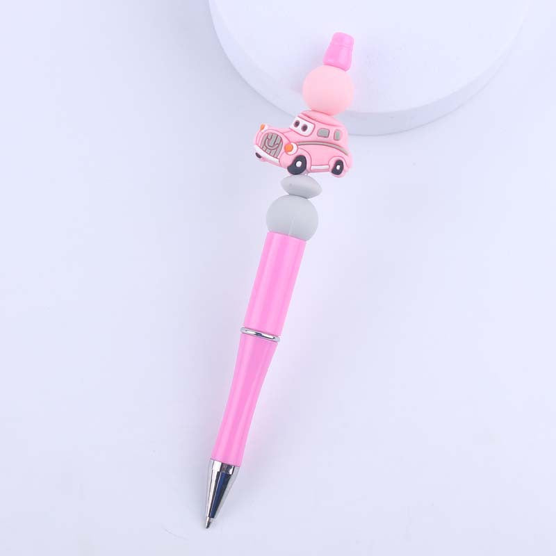 Wholesale  creative handmade cartoon car silicone color plastic beaded pen
