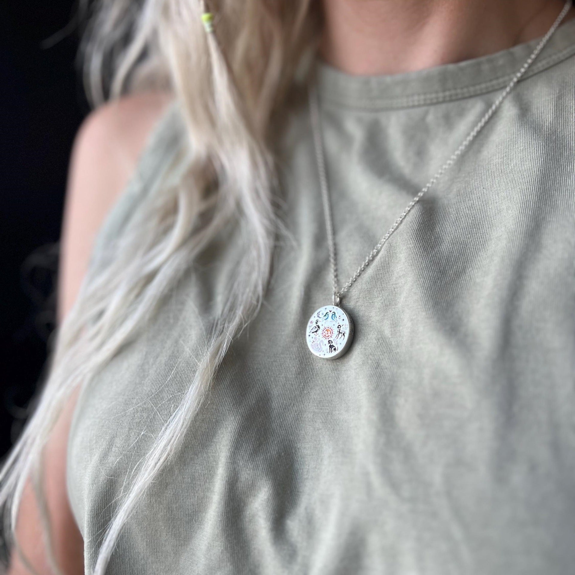 Wholesale Titanium steel painted oil drip rabbit dog necklace