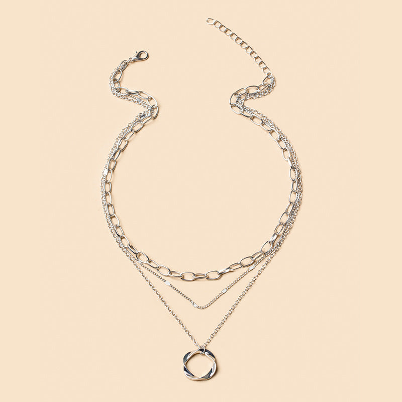 Wholesale  Exaggerated Thick Chain Neck Chain Irregular Circle Pendant Fashion Necklace