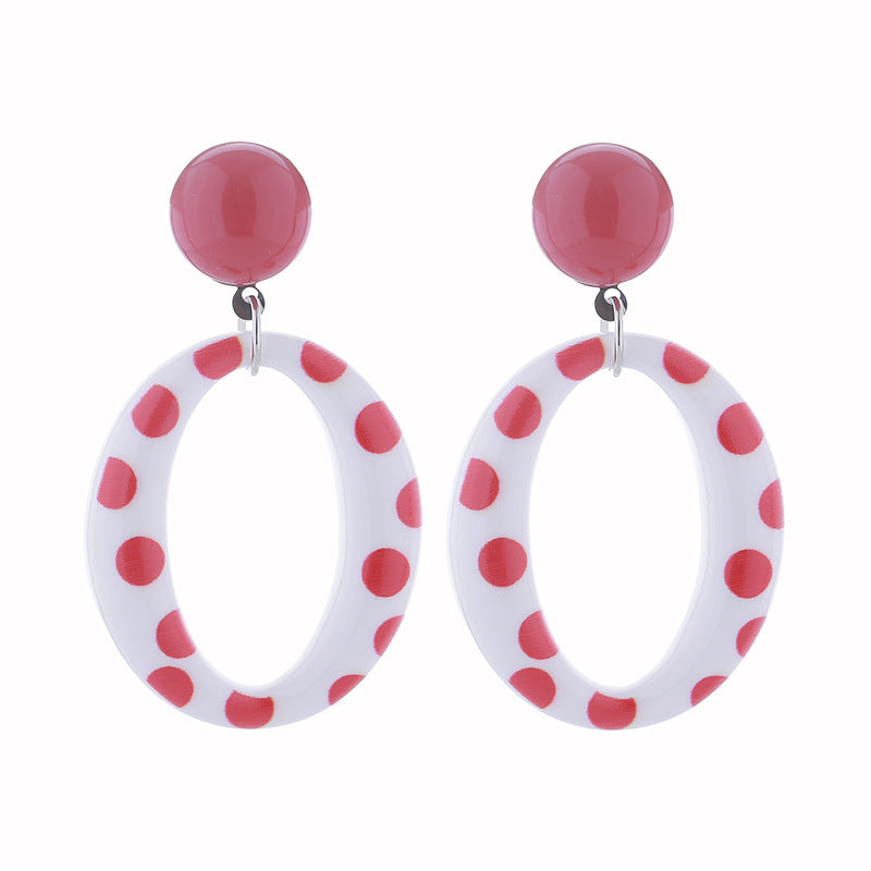 Wholesale Exaggerated Polka Dot Black and White Polka Dot Acrylic Earrings