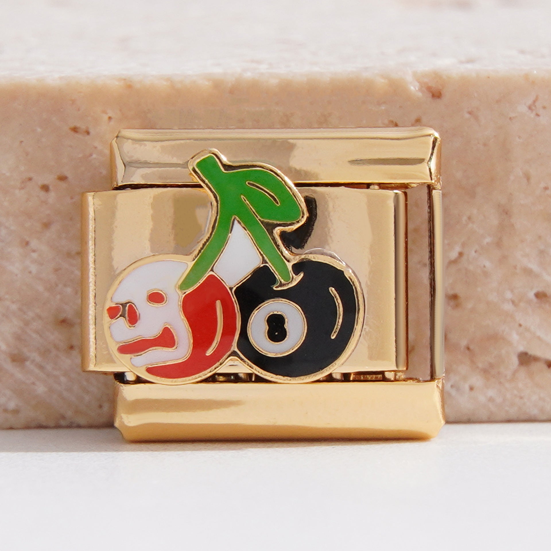 Wholesale Italian Charm Bracelet 9mm DIY Splicing Removable Eyes Cherry Stainless Steel Composable Bracelet