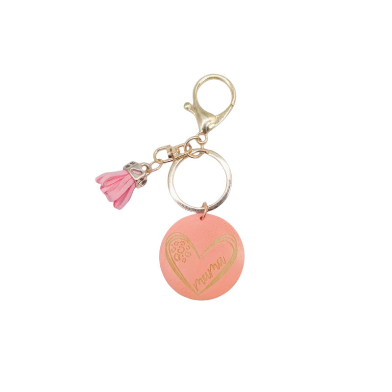 Wholesale MAMA Colorful Wooden Sign Tassel Keychain Mother's Day ACC-KC-TuoYi003