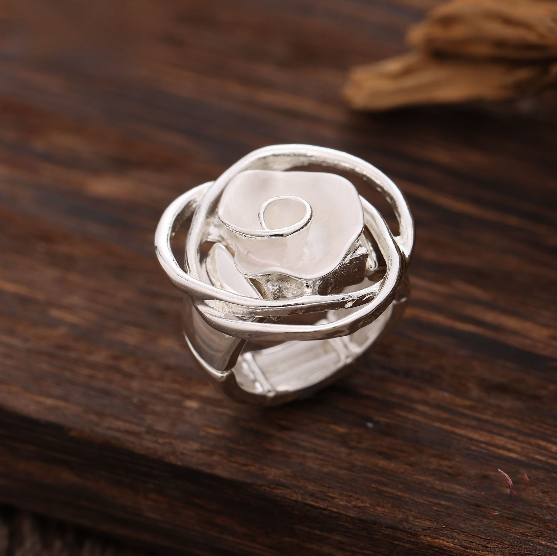 Wholesale Elastic Alloy Rose Flower Ring