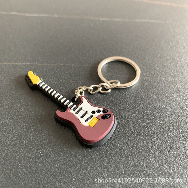 Wholesale Chinese Style Cartoon Guitar Keychain Pendant PVC Resin Epoxy Finish Ukulele Bag Charm Gift