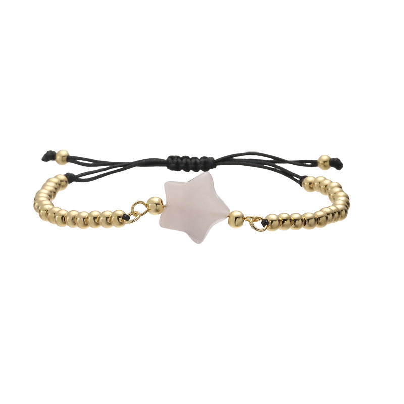 Wholesale Gold Plated Copper Star Charm Bracelet Quartz Tiger Eye Green Aventurine Beads Handmade Unisex Wedding Gift Fashion Accessory