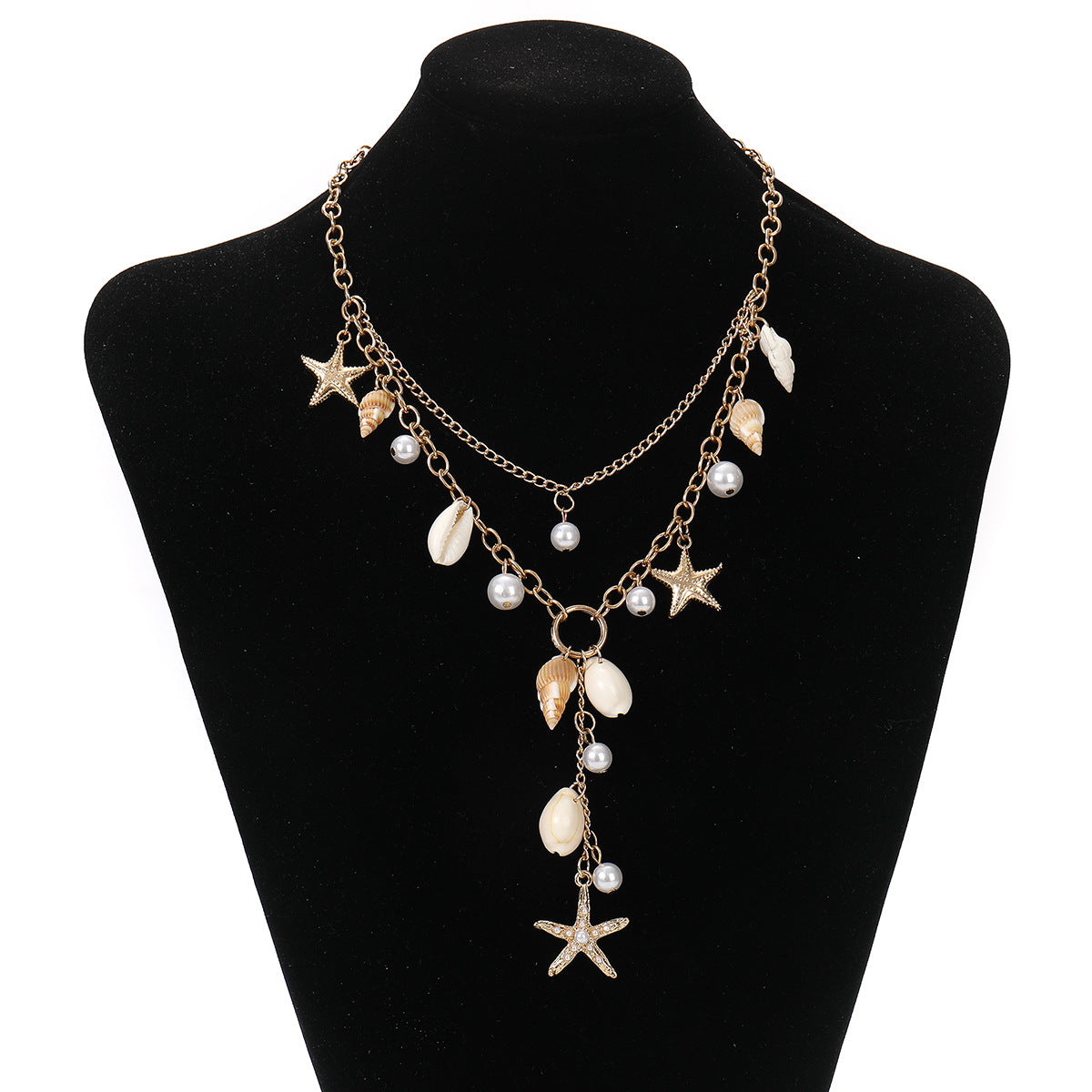 Wholesale Beaded Pearl Starfish Shell Necklace