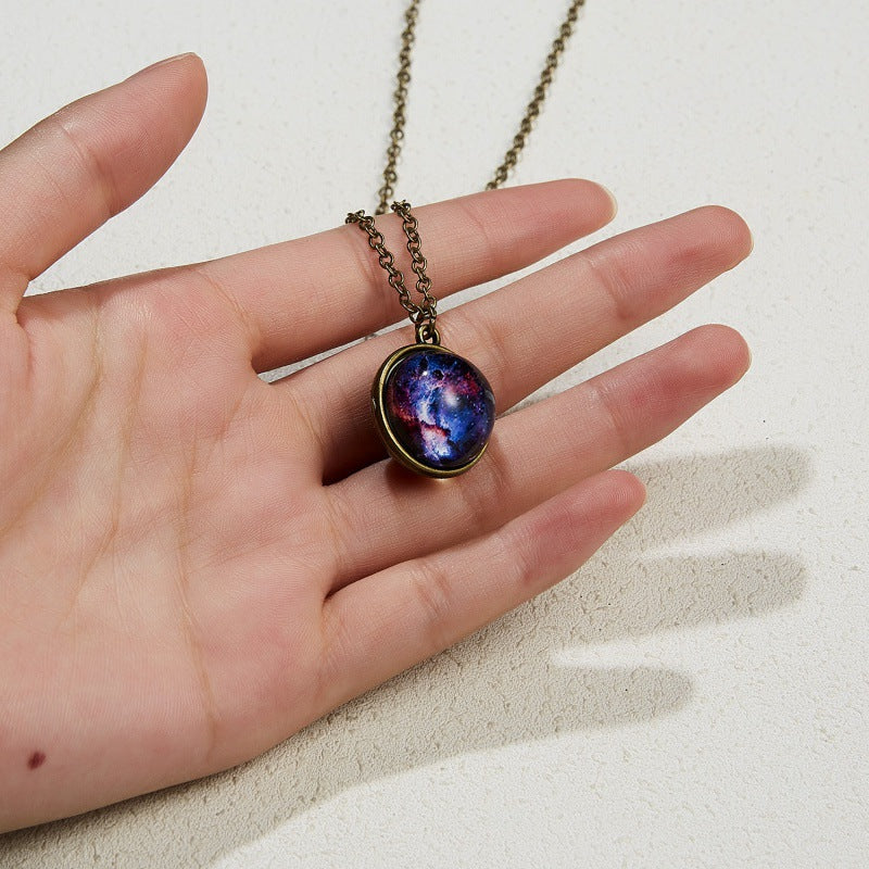 Wholesale Galaxy Nebula Cosmic Luminous Double-Sided Retro Pendant Necklace