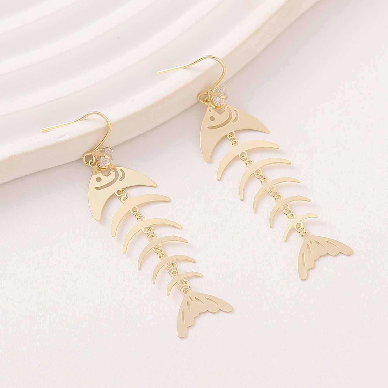 Wholesale Ocean Series Tassel Fishbone Starfish Mermaid Earrings