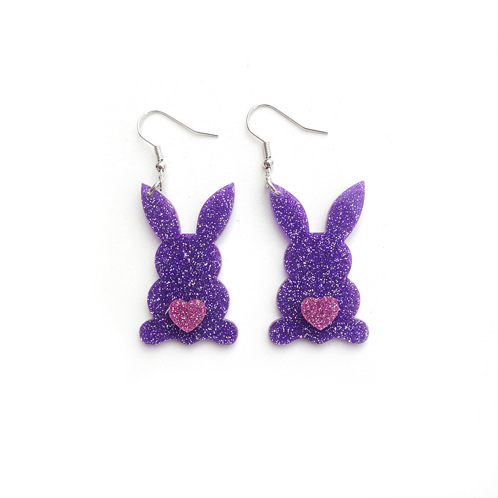Wholesale Easter Acrylic Love Heart Full Pink Earrings