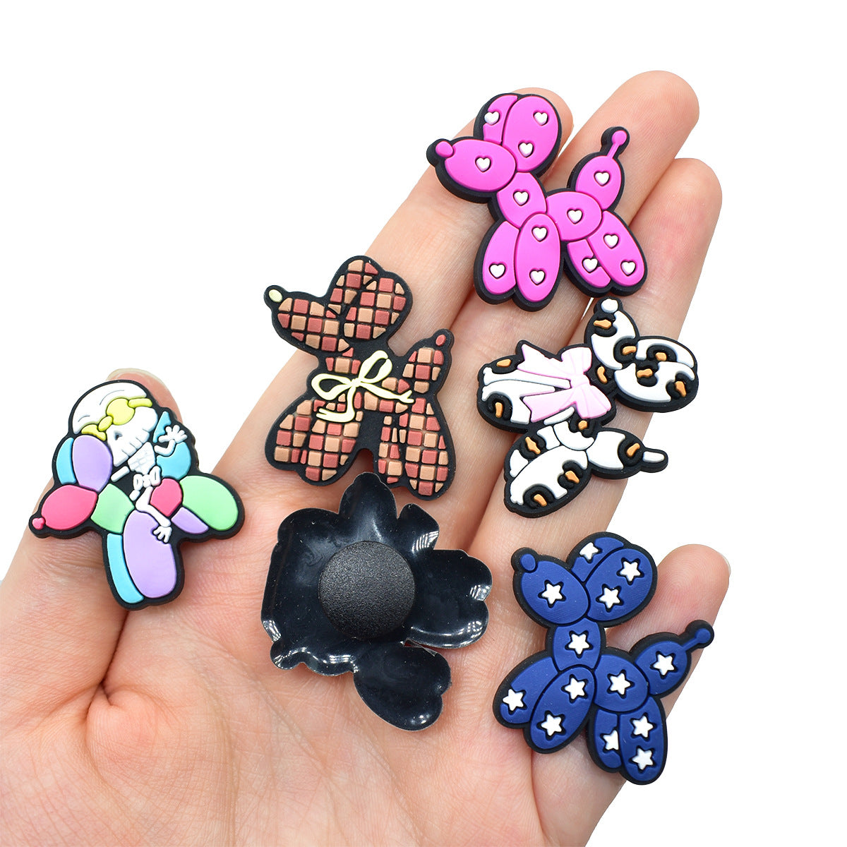 Wholesale Random 100pcs Cartoon Balloon Dog Series  PVC Soft Rubber Shoe Buckle Decoration