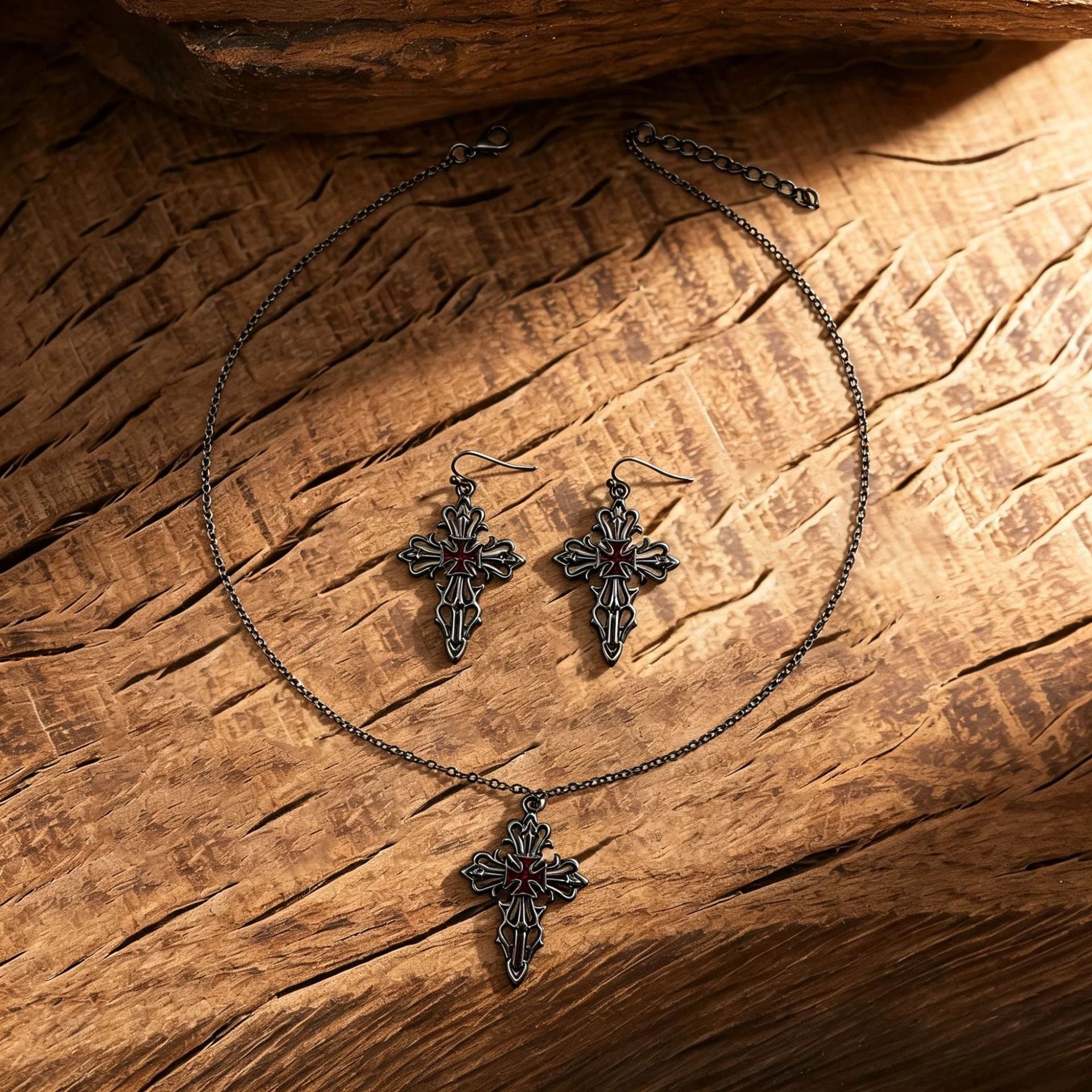 Wholesale Zinc Alloy Electroplated Gothic  Necklace Earrings Set Trendy Jewelry Accessory Gift Boutique Resale