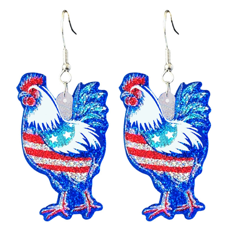 Wholesale Independence Day July 4  Shiny Bald Eagle Boots Butterfly Earrings