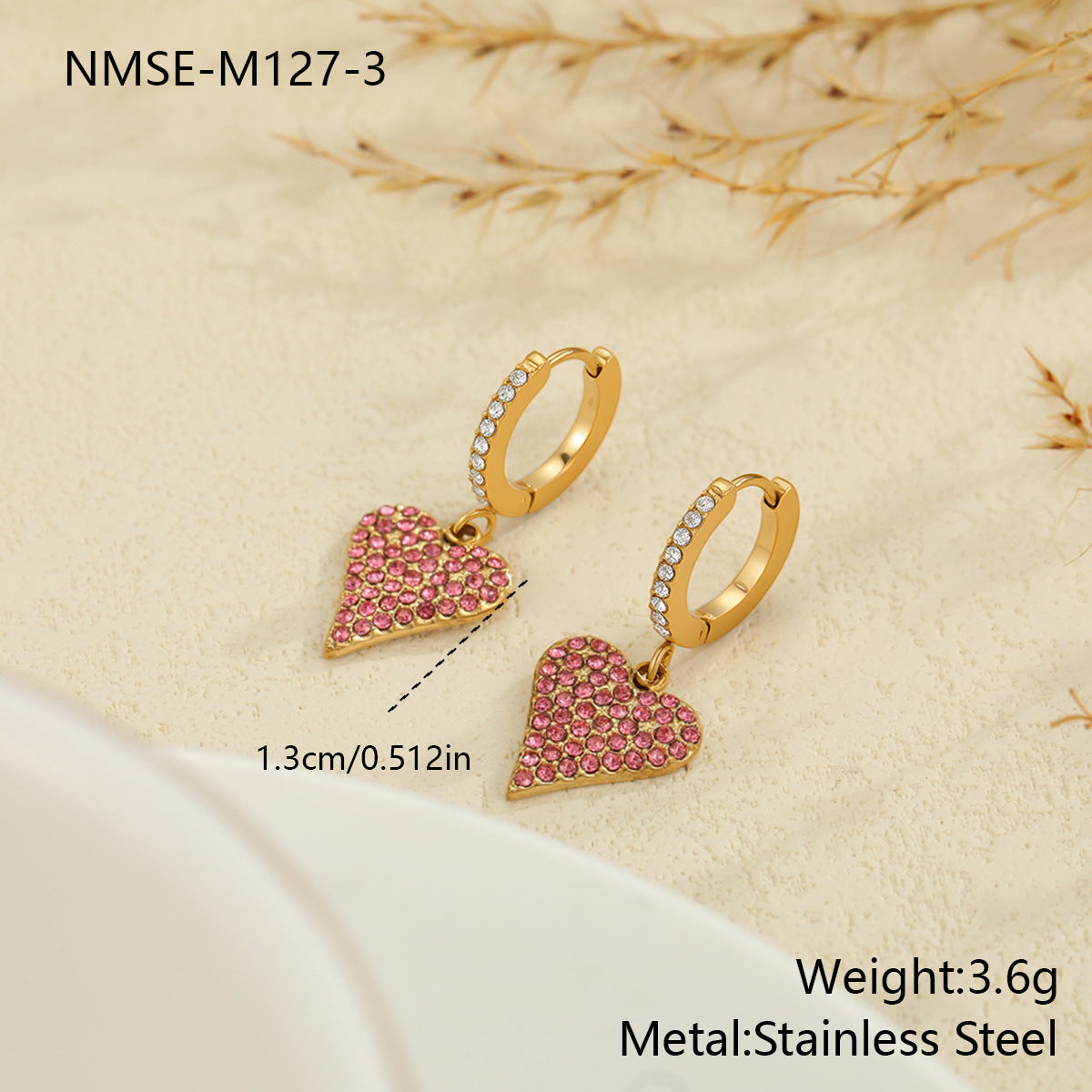 Wholesale Diamond-encrusted heart earrings