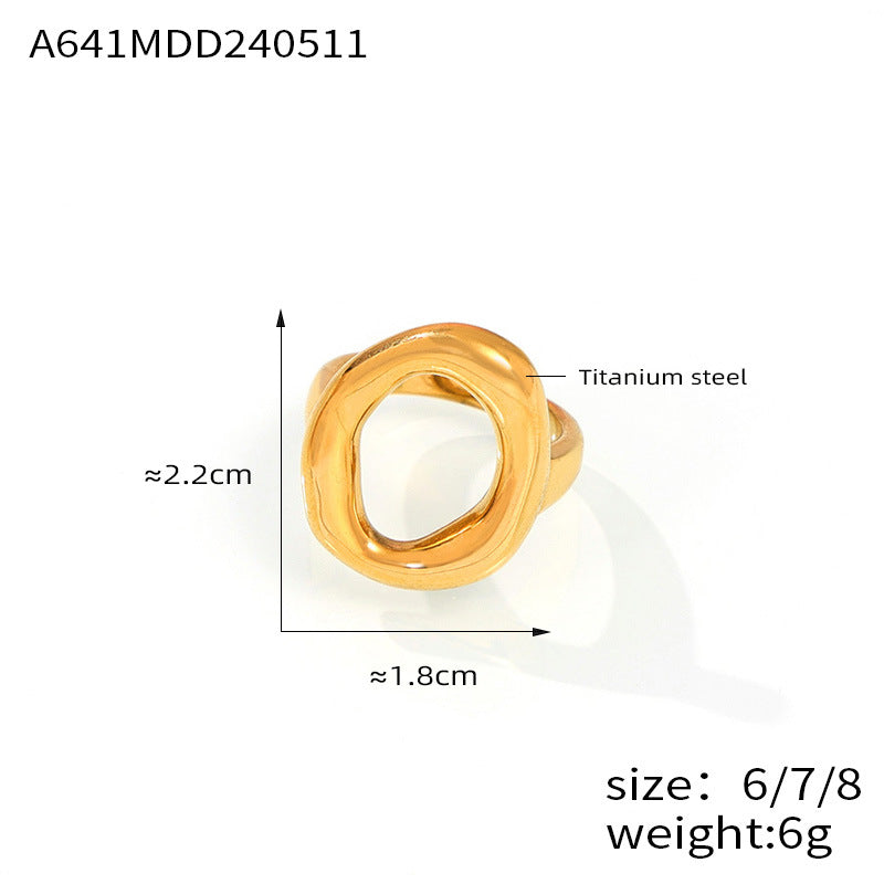 Wholesale Cold Wind Style Geometric Hollow Irregular Ring - Titanium Steel Gold-Plated Fashion Accessory
