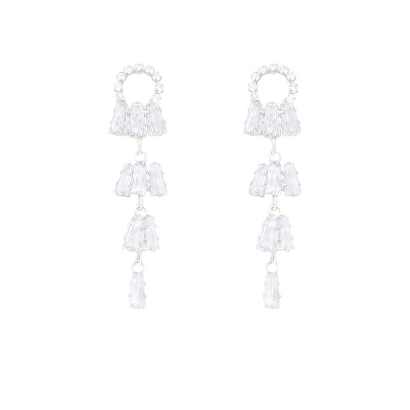 Wholesale 925 silver needle super shiny tassel earrings