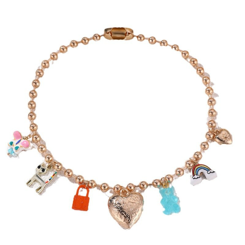Wholesale multi-layer pearl beaded heart necklace