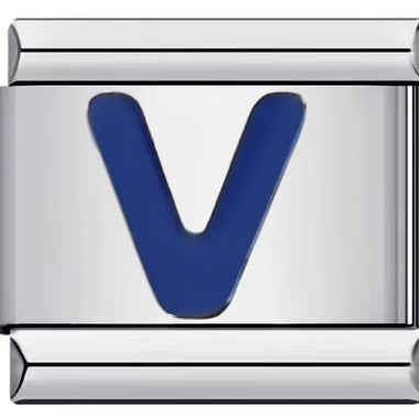 Wholesale 10pcs Italian Charm Bracelet 9mm DIY Splicing Removable Blue English Letters Stainless Steel Composable Bracelet