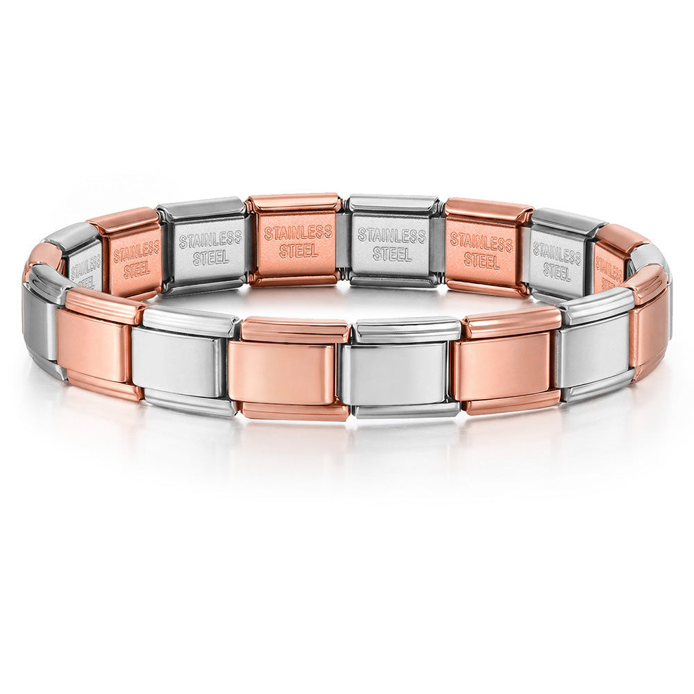 Wholesale Stylish Unisex Electroplated Stainless Steel Italian Charm Bracelet for Everyday Wear and Boutique Resale