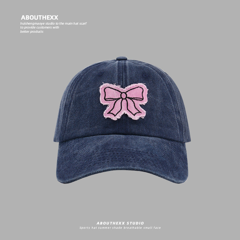 Wholesale  Cute  Bow Hat Washed Baseball Cap