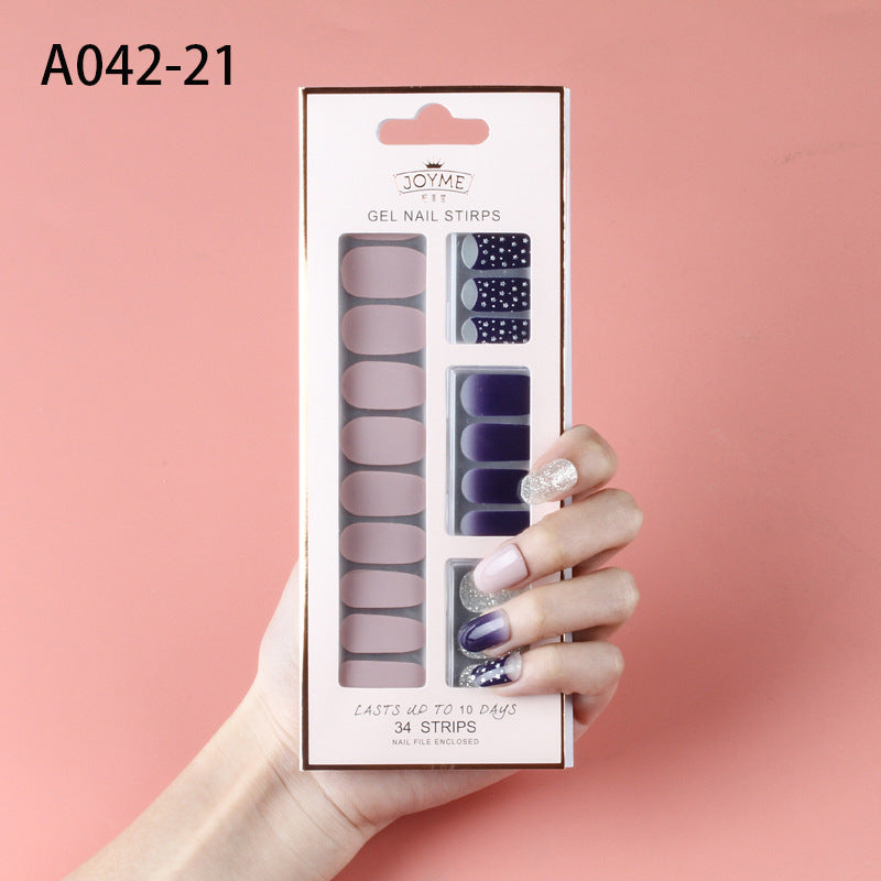Wholesale Plastic Nail Stickers, Waterproof, Baking Free, Solid Color Nail Stickers, 34 Stickers Without Curling Edges ACC-NS-XKQ007