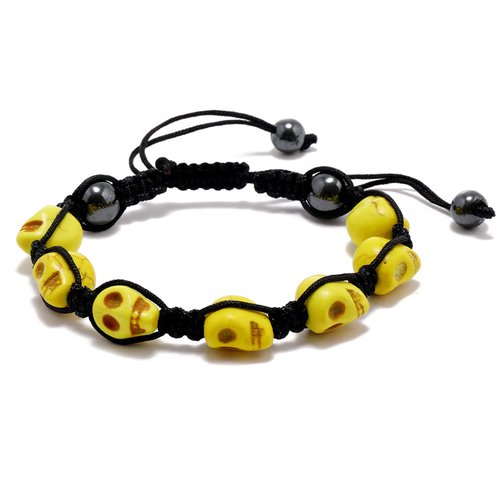 Wholesale Skull Design Handmade Braided Red Plastic Bracelet Women' s Fashion Accessory Casual Gift