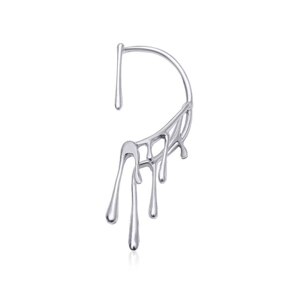 Wholesale Copper Electroplated Geometric Water Drop Ear Cuff Clip Retro Earrings For Women Trendy Fashion Jewelry Accessory