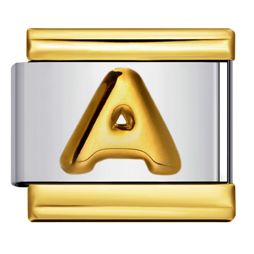 Wholesale Italian Charm Bracelet 9mm DIY Splicing Removable Raised Letters Stainless Steel Composable Bracelet