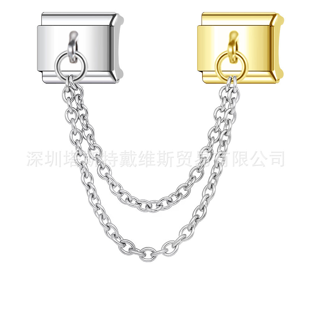 Wholesale 9mm Italian Charm Starter Bracelets DIY square Single Section Creative Stainless Steel Composable Bracelet
