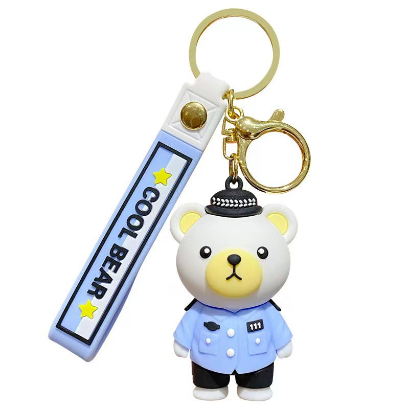 Wholesale Cute Cartoon Police Bear PVC Keychains ACC-KC-ErLu023