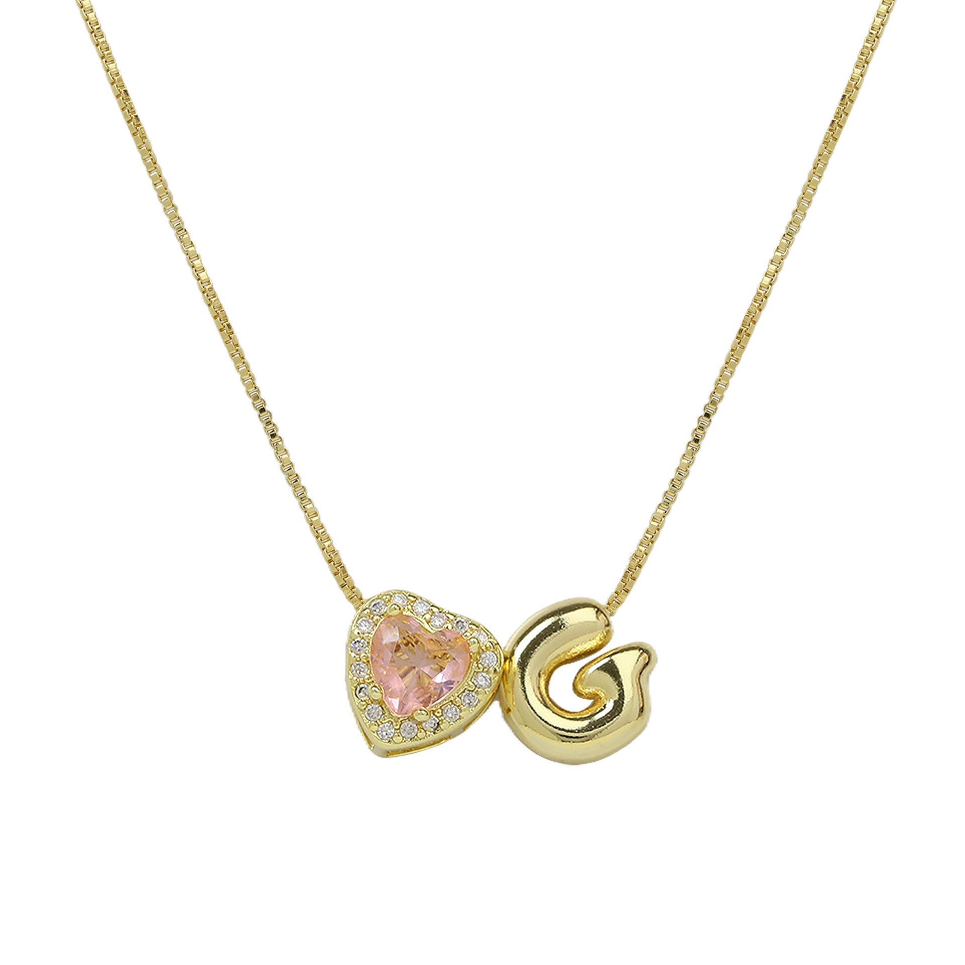 Wholesale Cute bubble 26 English letters love heart clavicle necklace