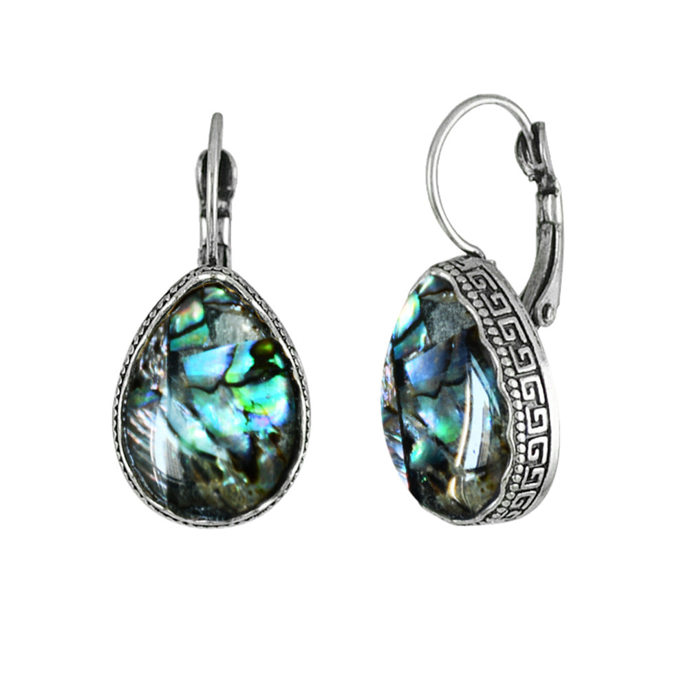 Wholesale Electroplated Mixed Material Drop Earrings Retro Water Droplet Style Fashion Accessory for Women
