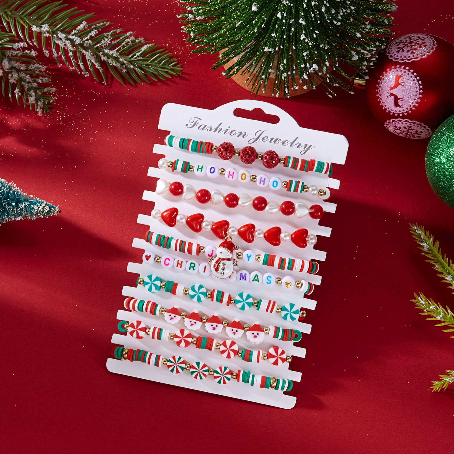 Wholesale Christmas Multi-layer Soft Ceramic Elk Bracelet Set