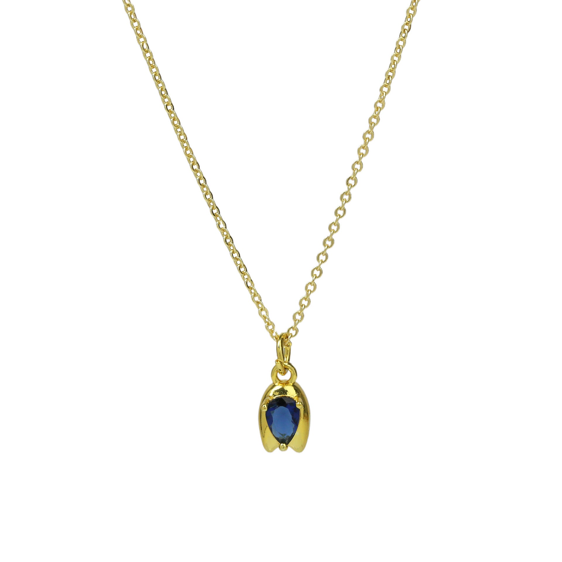 Wholesale Light luxury zircon rose flower bud pendant necklace