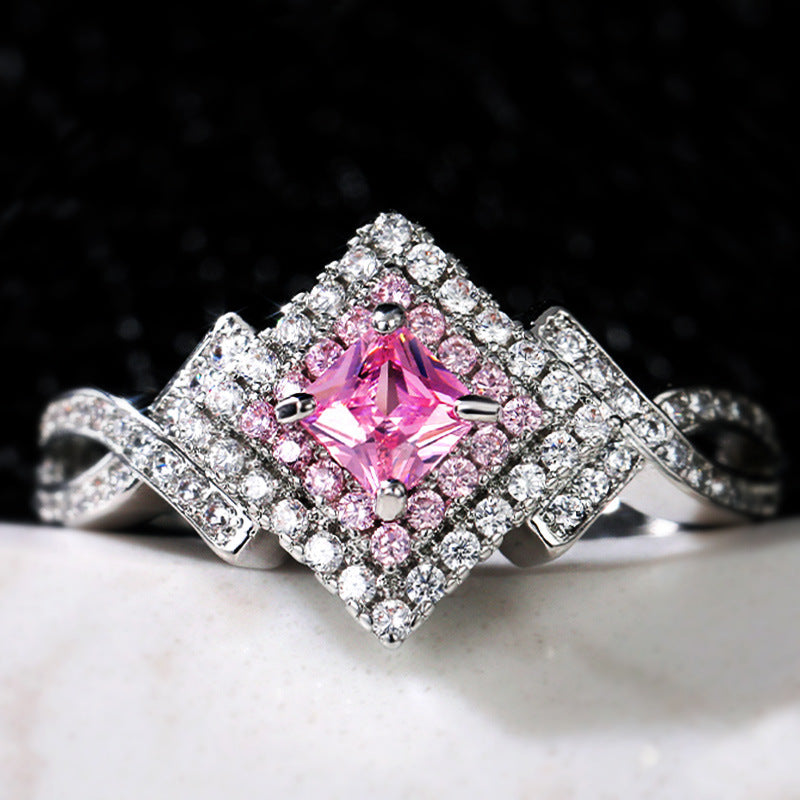 Wholesale Criss-Cross Pink Diamond &  Zircon Ring