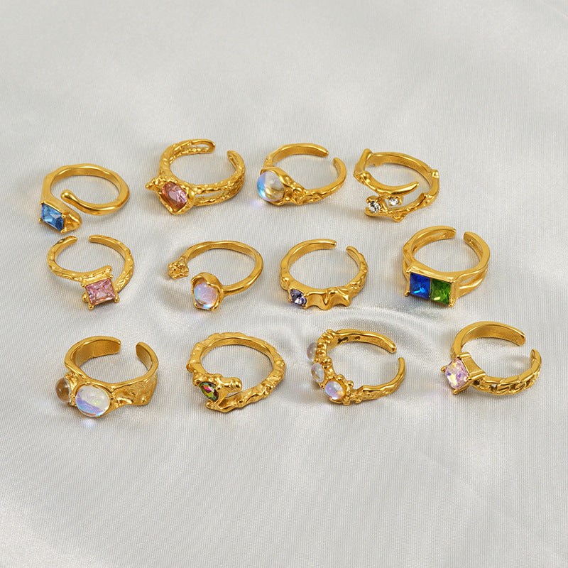 Wholesale Stainless steel geometric open adjustable ring