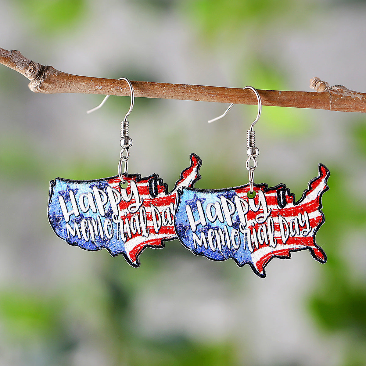 Wholesale  Red White Blue American Flag Cross Bow Pendant Earrings