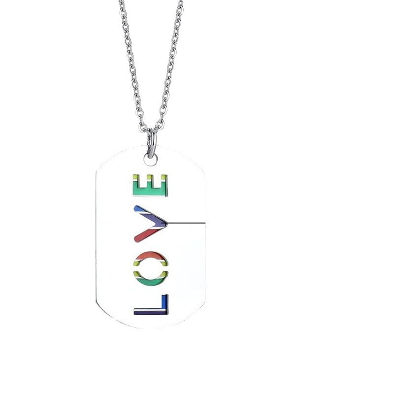 Wholesale LGBT Rainbow Double Layer Colorful Stainless Steel Necklace ACC-NE-MS022