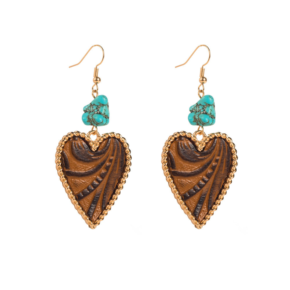 Wholesale Turquoise Western style Alloy  Heart Earrings
