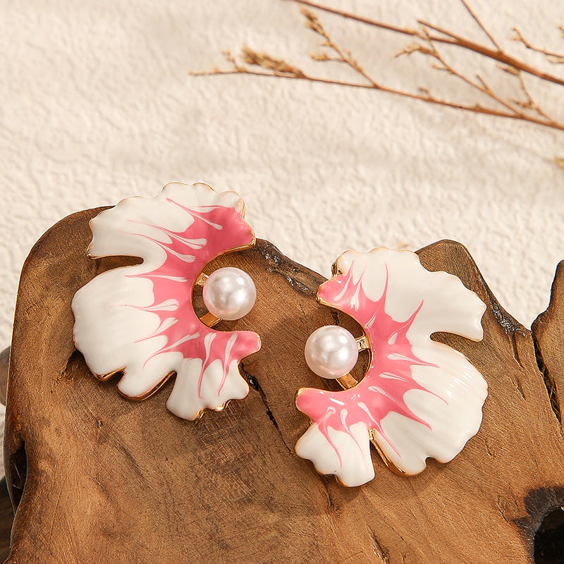 Wholesale  color oil drop flower earrings