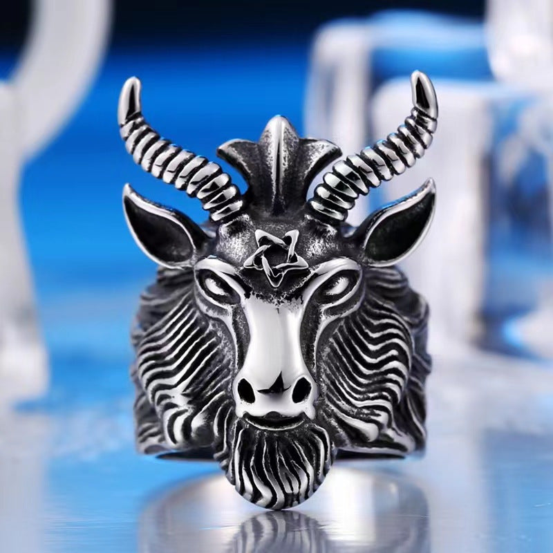 Wholesale Alloy Electroplated Goat Head Ring Vintage Style for Men Women Fashion Accessory