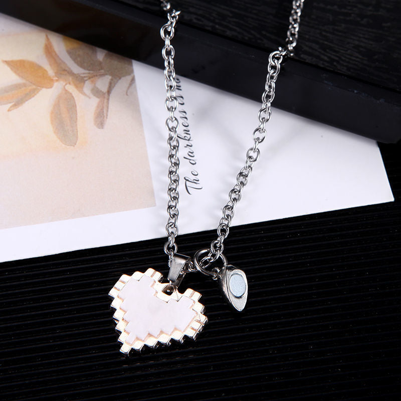 Wholesale Titanium Steel Love Mosaic Magnetic Pendant Valentine's Day  Necklace