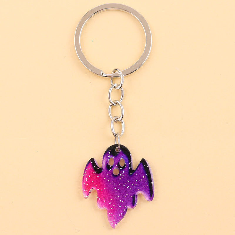 Wholesale Halloween series contrast color spider ghost bat acrylic cartoon keychain