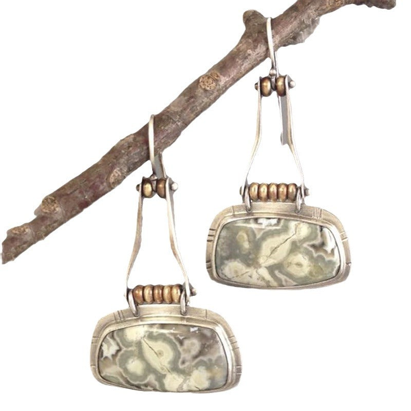 Wholesale two-color gem earrings retro earrings