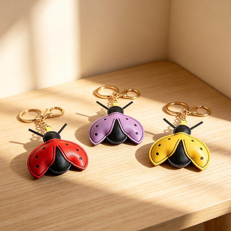 Wholesale Cute Leather Ladybug Keychain Bag Charm for Resale