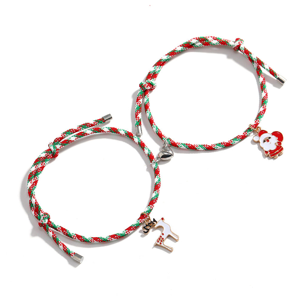 Wholesale Christmas Santa Claus Love Heart Magnet Adjustable Bracelet ACC-BT-DingZhou002