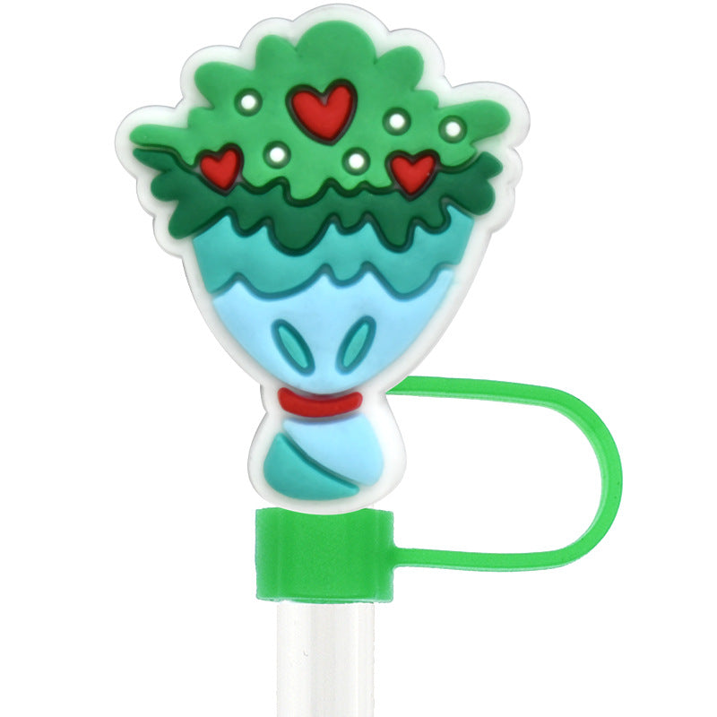 Wholesale Random 100pcs Valentine's Day 10mm PVC Soft Straw Tube Cap ACC-SCR-RYY102