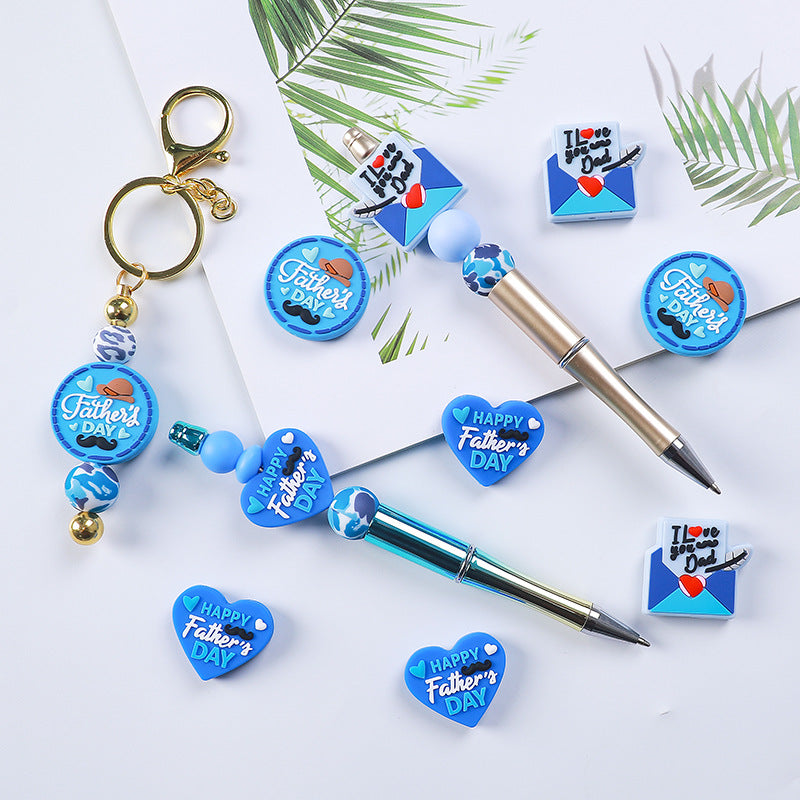 Wholesale 20pcs Father's Day Silicone Focal Beads DIY Beaded Pen Accessories ACC-BDS-HeXing017